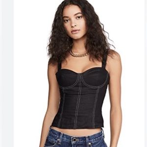 Reformation black bustier linen top